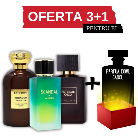 Set cu parfum GRATIS - Tobacco Vanilla + Scandal + Extreme Oud + Cadou 100ml