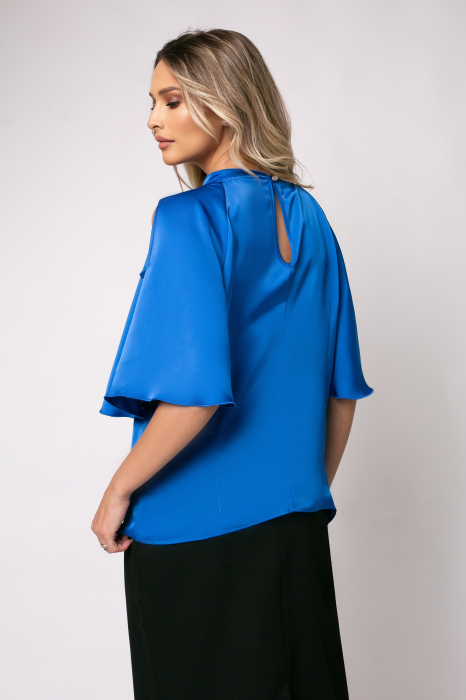 Bluza albastră elegantă accesorizată pe bust [4]
