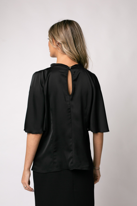 Bluza albastră elegantă accesorizată pe bust [7]