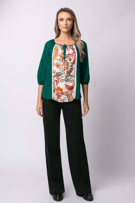 Bluză neagră tip ie cu imprimeu tradițional [2]