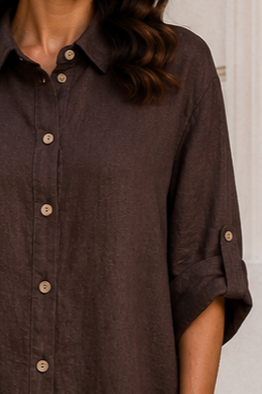 Bluză maro din in mărime universală [4]