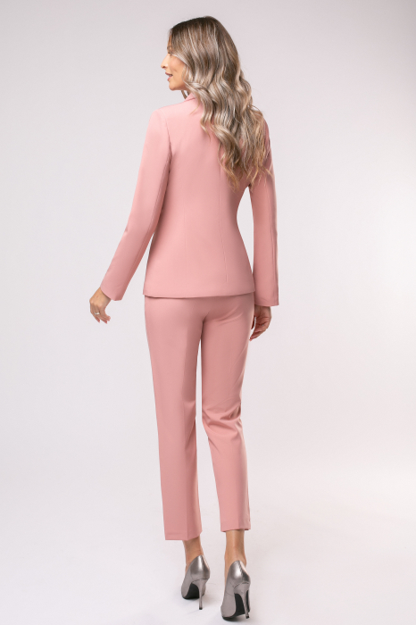 Costum Carla office roz pudră încheiat în nasture [3]