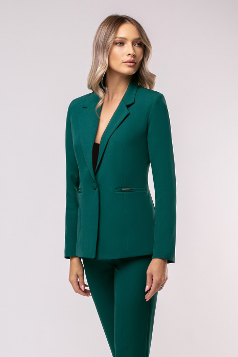 Costum Carla office verde încheiat în nasture [2]
