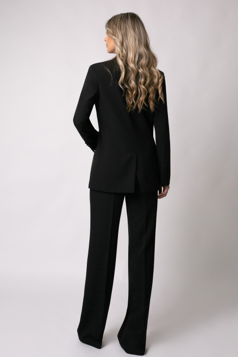 Costum elegant negru cu două rânduri de nasturi tip accesoriu [4]