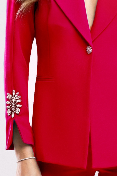 Costum From elegant roșu cu mâneci accesorizate [4]