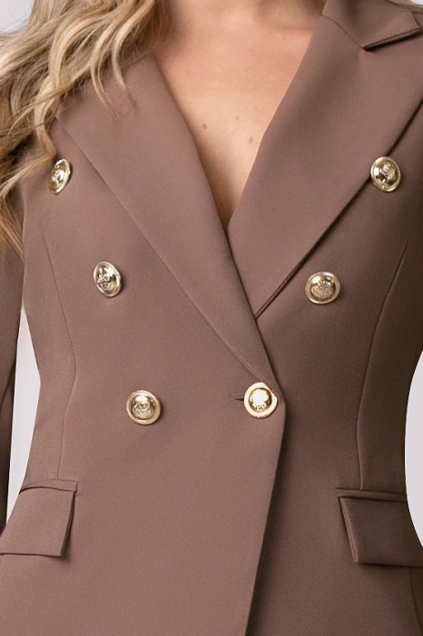 Costum office mărime mare bej închis cu două rânduri de nasturi [5]