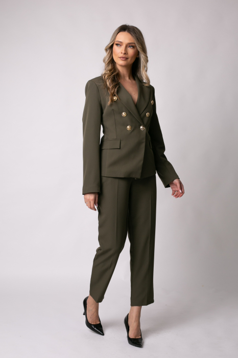 Costum office mărime mare kaki cu doua rânduri de nasturi [2]