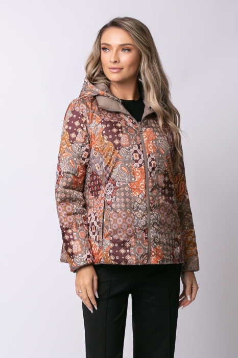 Geacă bej matlasată cu doua fețe și glugă detașabilă [3]