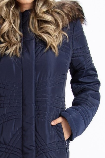 Geacă Viada bleumarin accesorizată cu blană naturală [8]
