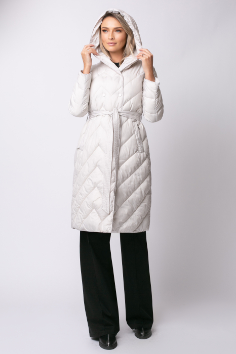 Geacă Eli albă toamna-iarnă, matlasată cu glugă [2]