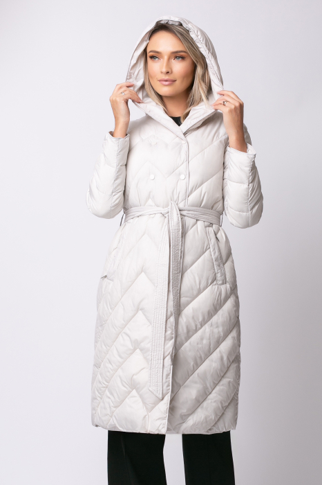 Geacă Eli albă toamna-iarnă, matlasată cu glugă [4]