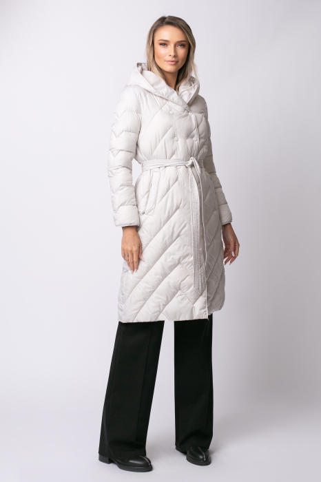 Geacă Eli albă toamna-iarnă, matlasată cu glugă [5]