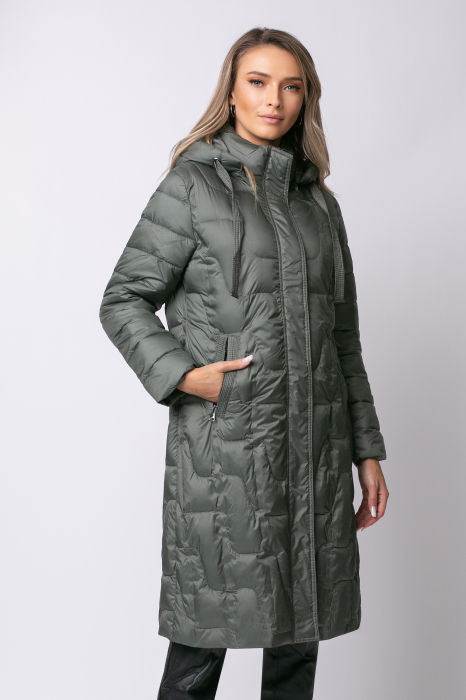 Geacă gri petrol toamna-iarnă, matlasată cu glugă detașabilă [1]