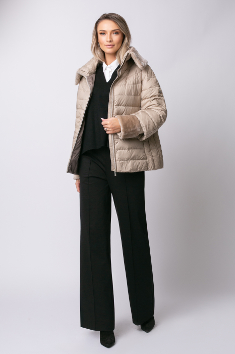 Geacă Inessa Madzerini bej din puf natural și guler din blană [2]