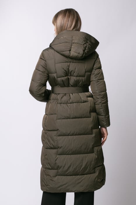 Geacă lungă kaki de iarnă, matlasată cu glugă [3]
