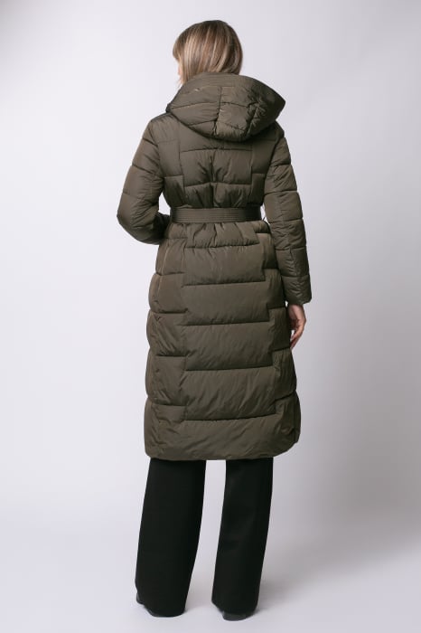 Geacă lungă kaki de iarnă, matlasată cu glugă [6]