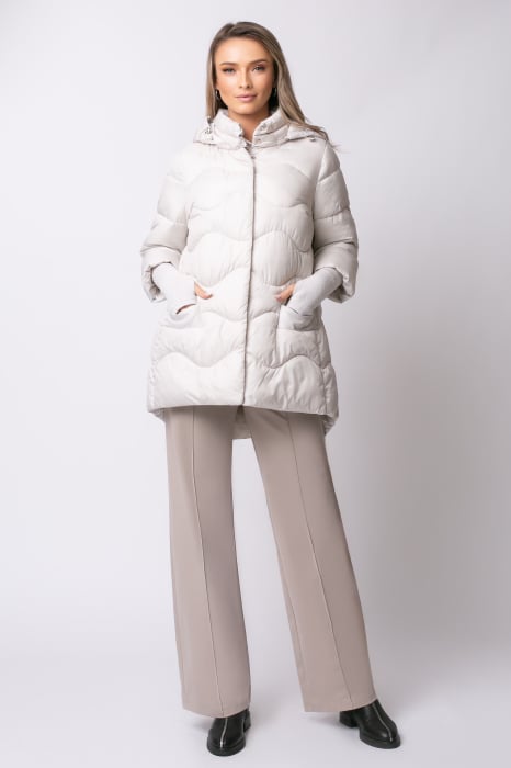 Geaca Mara albă din fâș matlasată cu glugă [5]