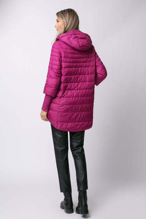 Geaca Mara magenta din fâș matlasată cu glugă [6]
