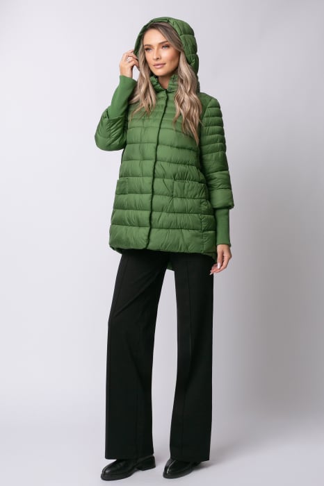 Geaca Mara verde din fâș matlasată cu glugă [2]