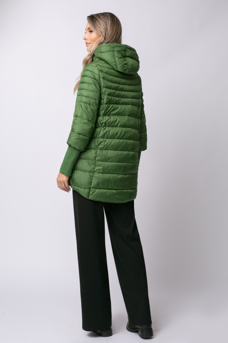 Geaca Mara verde din fâș matlasată cu glugă [6]