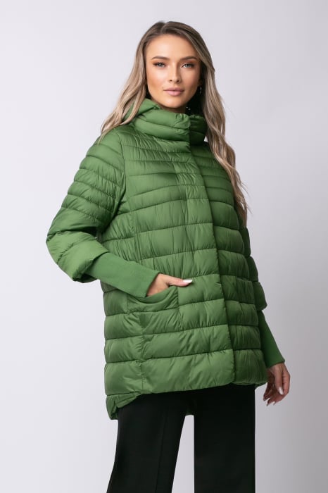 Geaca Mara verde din fâș matlasată cu glugă [1]