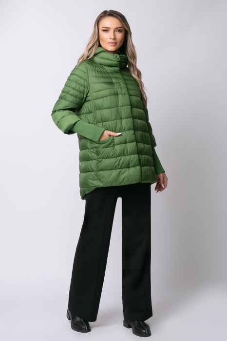 Geaca Mara verde din fâș matlasată cu glugă [4]