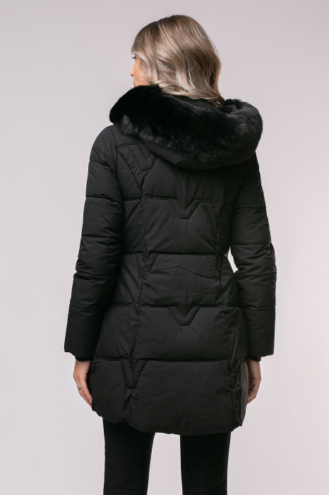 Geaca Nona negră din fâș cu glugă [3]