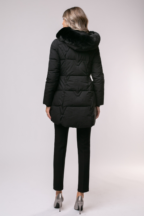 Geaca Nona negră din fâș cu glugă [6]