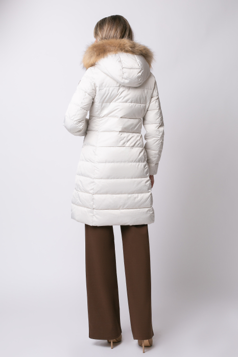Geacă Rafaela MADZERINI albă de iarnă, impermeabilă cu blană naturală [8]