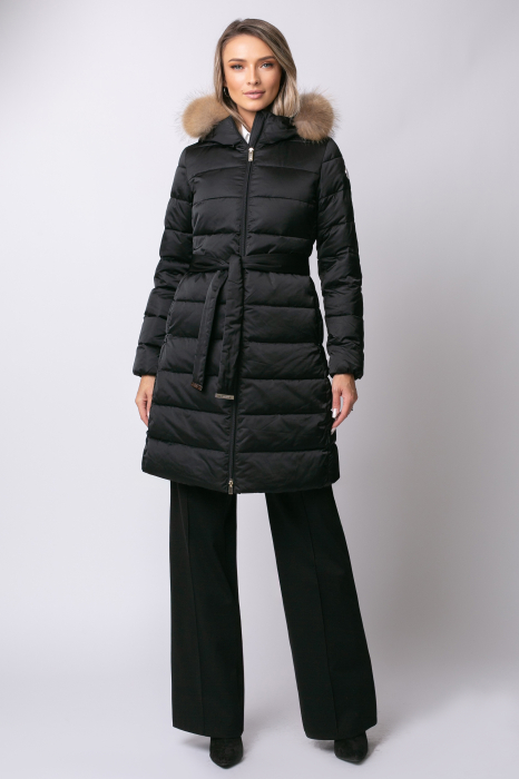 Geacă Rafaela MADZERINI neagră de iarnă, impermeabilă cu blană naturală [5]