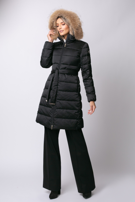 Geacă Rafaela MADZERINI neagră de iarnă, impermeabilă cu blană naturală [7]