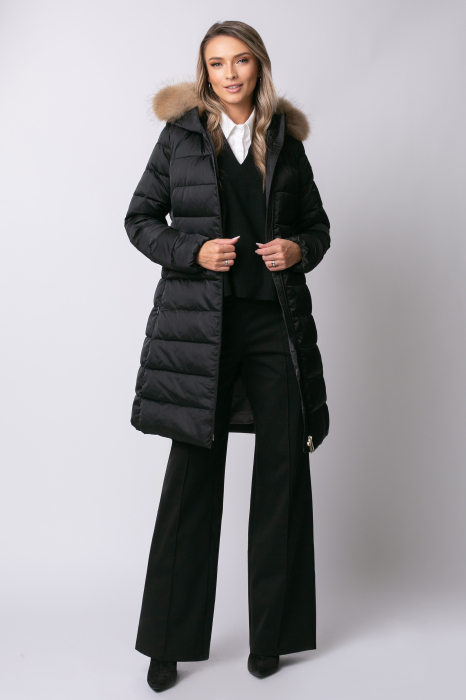 Geacă Rafaela MADZERINI neagră de iarnă, impermeabilă cu blană naturală [2]