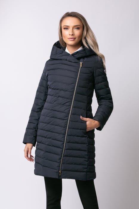 Geacă Roksi Madzerini bleumarin cu glugă și fermoar oblic [1]