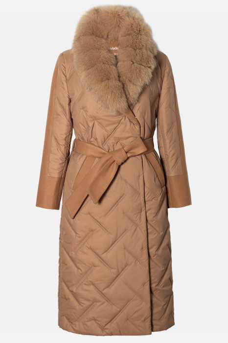 Geacă Viada bej accesorizată cu guler din blană naturală detașabil [3]