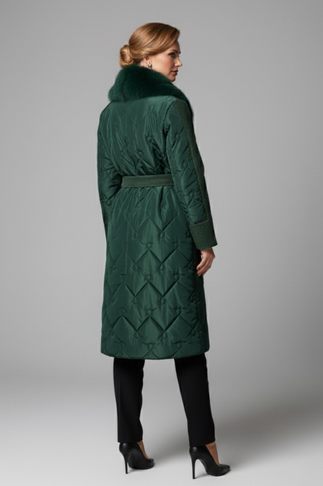 Geacă Viada verde accesorizată cu guler din blană naturală detașabil [5]