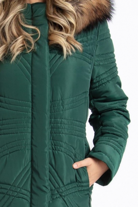 Geacă Viada verde accesorizată cu blană naturală [5]