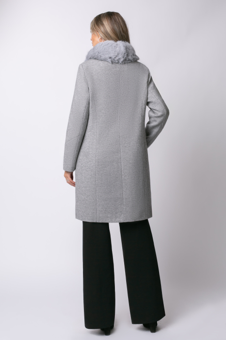 Haină gri mărime mare cu blană la guler [6]