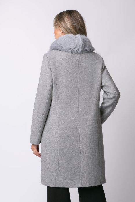 Haină gri mărime mare cu blană la guler [3]