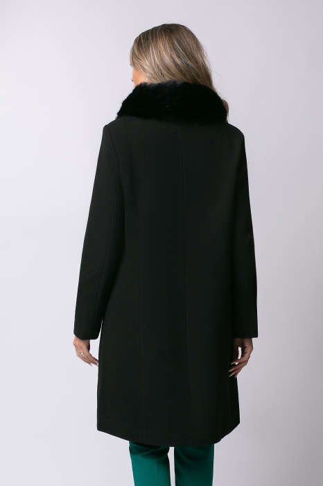 Haină neagră mărime mare cu blană la guler [4]