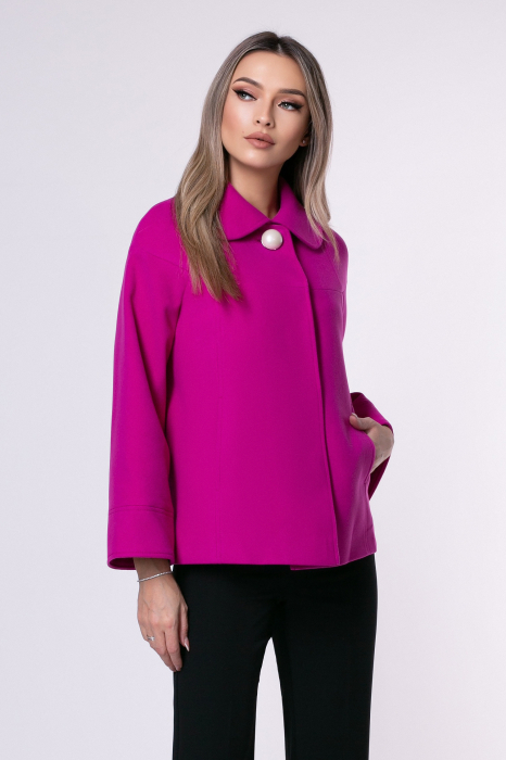 Haină Rosi fucsia din lână cu mâneci largi [4]