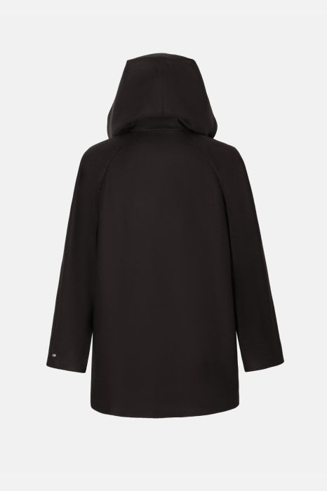 Haină scurtă Viada neagră din lână cu glugă [6]