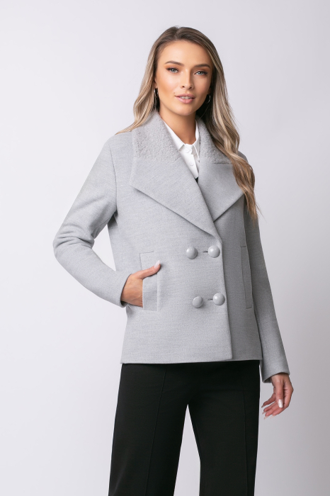 Haină SENTIERRI gri din lână încheiată în nasturi [4]