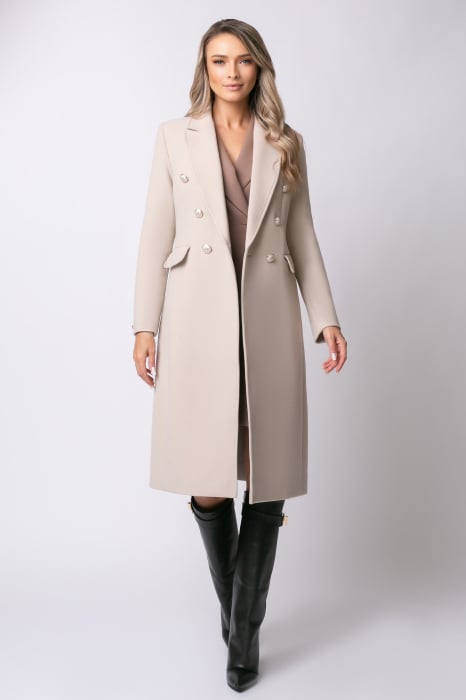 Palton Alis bej din lână cu rever [2]
