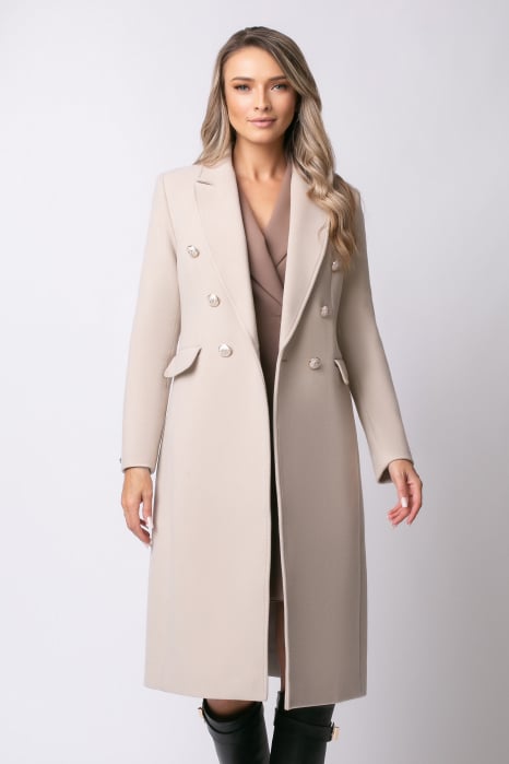 Palton Alis bej din lână cu rever [5]