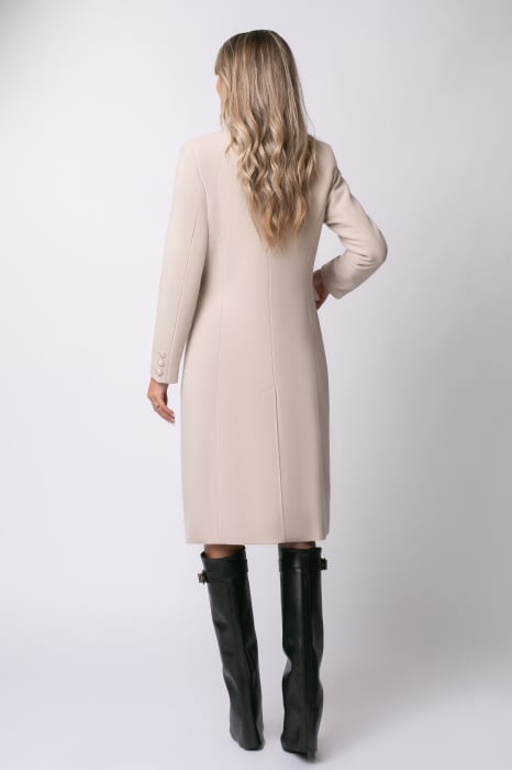 Palton Alis bej din lână cu rever [8]