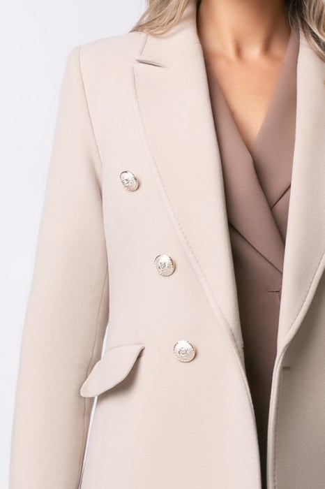 Palton Alis bej din lână cu rever [9]