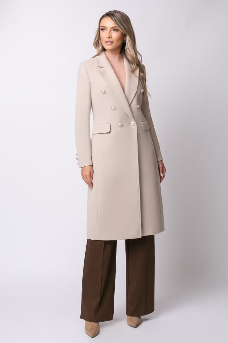 Palton Alis bej din lână cu rever [6]