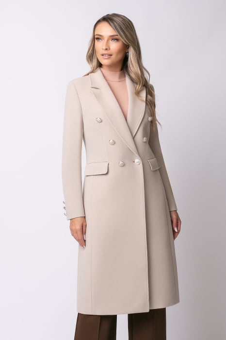 Palton Alis bej din lână cu rever [3]