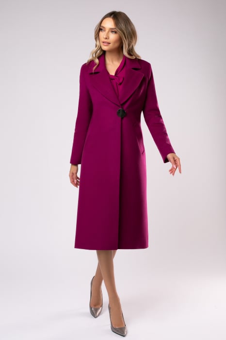 Palton Carmina din lână fucsia cu rever [7]