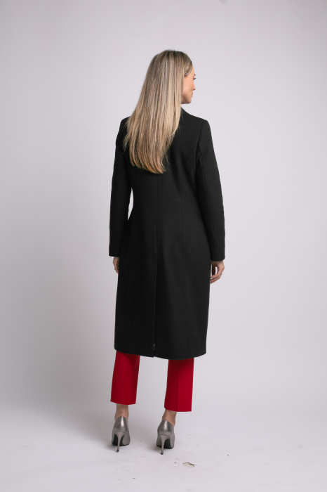 Palton Carmina din lână negru cu rever [5]